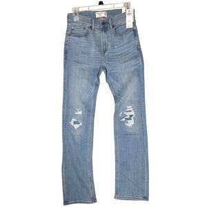 Abercrombie Kids Slim Straight Distressed Light Wash Denim Jeans‎ Size 15 16